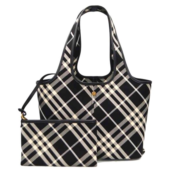 Burberry Handbags - BURBERRY Tartan Check Tote Bag Black Calico
